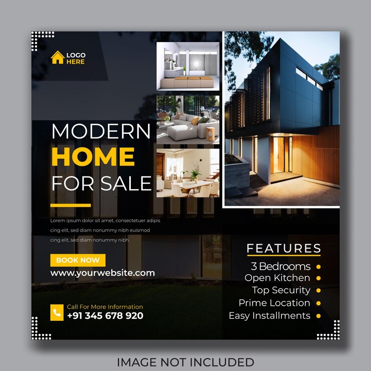 Postagem de instagram de imóveis imobiliários ou banner de mídia social