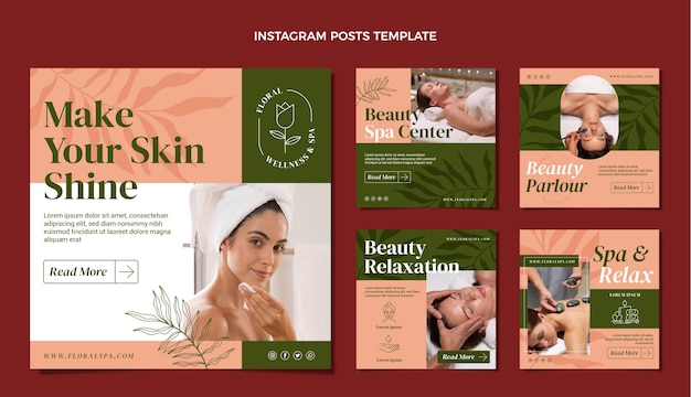 Postagem de instagram de spa de design plano