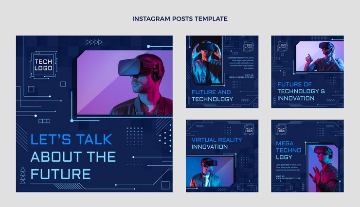 Vetor postagem de instagram de tecnologia mínima de design plano