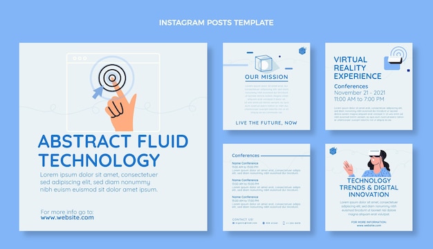 Vetor postagem de instagram de tecnologia plana mínima