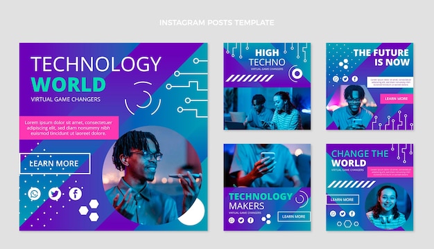 Vetor postagem de instagram de tecnologia plana mínima