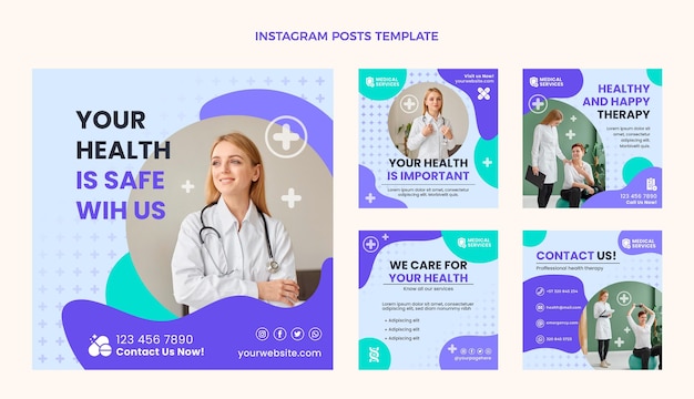 Vetor postagem de instagram médico de design plano