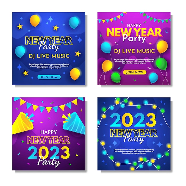 Postagem de mídia social da festa de ano novo de 2023