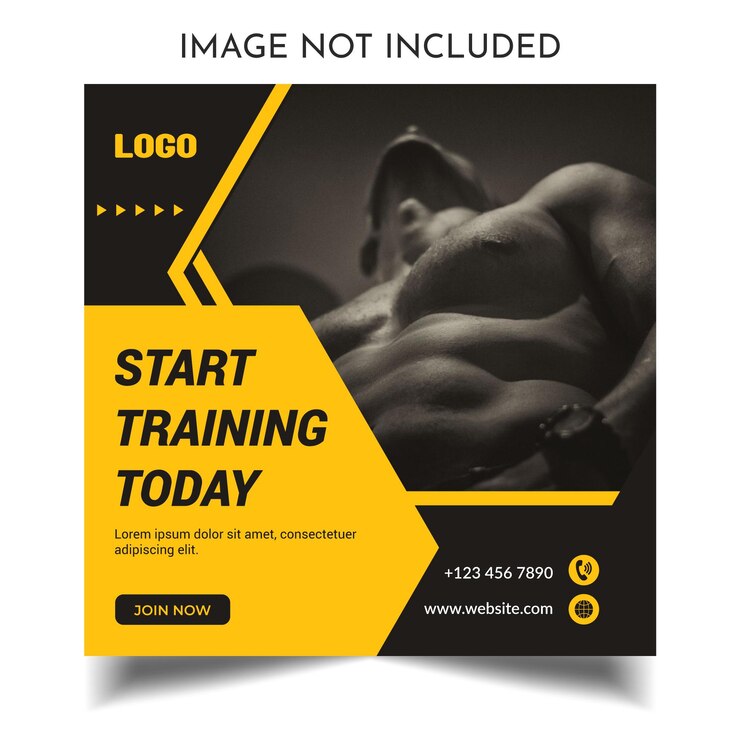 Vetor postagem de mídia social de academia e fitness modelo de banner da web de postagem do instagram