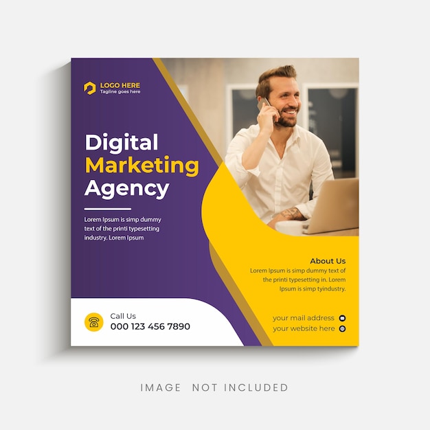 Postagem de mídia social de agência de marketing digital ou modelo de postagem de banner Instagram corporativo