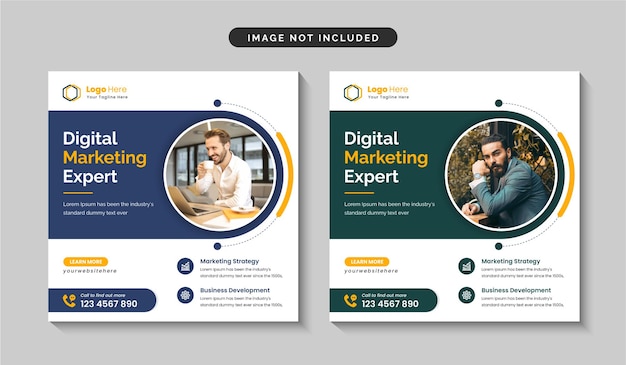 Vetor postagem de mídia social de agência de negócios digitais criativos ou modelo de flyer quadrado