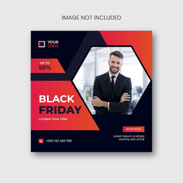 Postagem de mídia social de black friday e design de banner na web