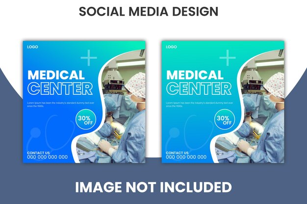 Postagem de mídia social de centro médico de design plano de vetor