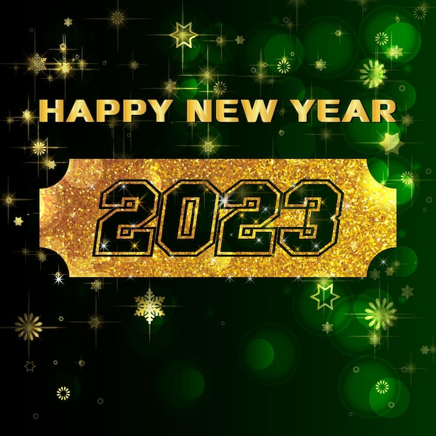 Postagem de mídia social de feliz ano novo de luxo dourado com fundo verde
