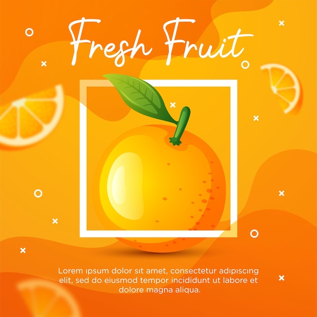 Postagem de mídia social de laranja de fruta para promoção