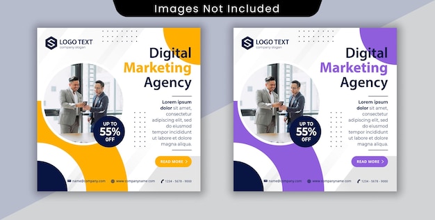 Postagem de mídia social de marketing digital, design de folheto de marketing de negócios