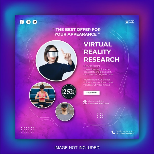 Postagem de mídia social de realidade virtual