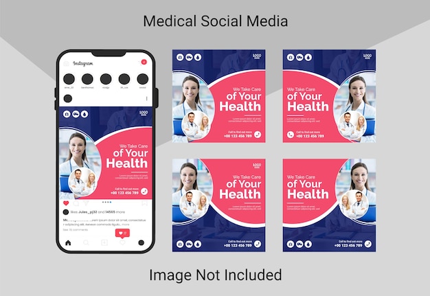 Postagem de mídia social de saúde médica e modelo de design de banner da web