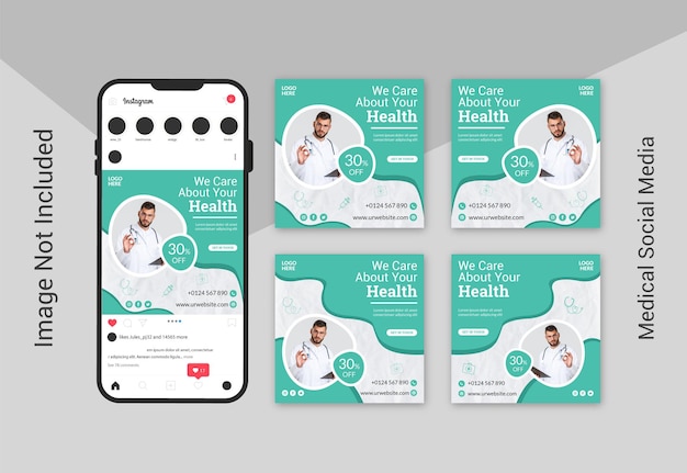 Vetor postagem de mídia social de saúde médica e modelo de design de banner da web