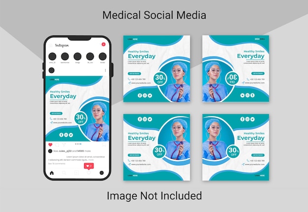Vetor postagem de mídia social de saúde médica e modelo de design de banner da web