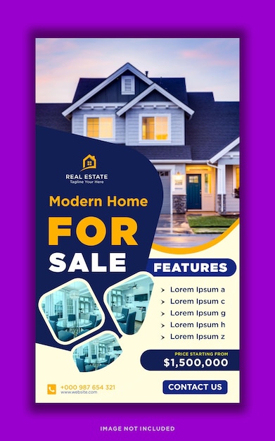 Postagem de mídia social imobiliária ou vetor premium de modelo de banner quadrado