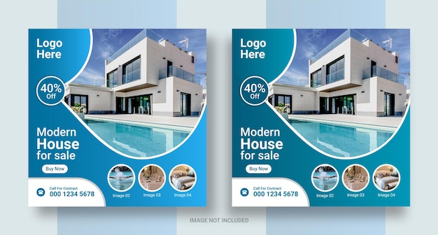 Postagem de mídia social imobiliária post house propriedade postagem no instagram ou design de banner web quadrado