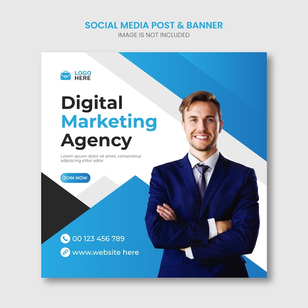Postagem de mídia social para agência de marketing digital e banner do instagram Premium Vector
