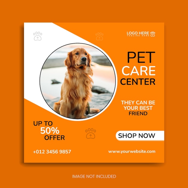 postagem de mídia social para cuidados com animais de estimação postagem no Instagram design de banner de postagem no Facebook