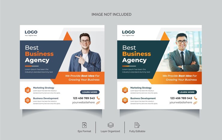 Postagem de mídia social promocional para agência de negócios criativos ou modelo de design de banner da web editável premiu
