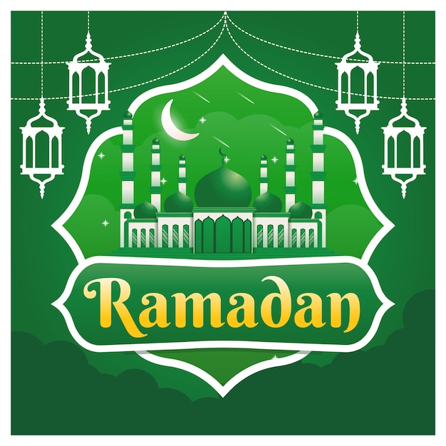 Postagem de mídia social verde ramadan kareem