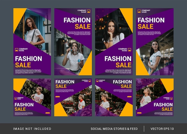Postagem de moda feminina no Instagram e coleção de histórias