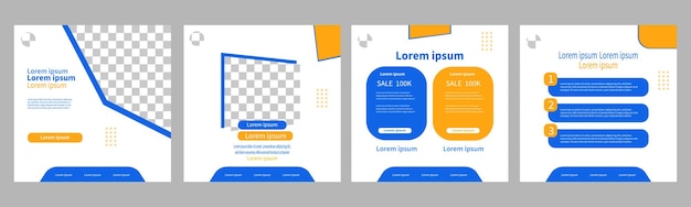 Vetor postagem de modelo editável para anúncios de mídia social em banners na web para design de promoção com azul e laranja