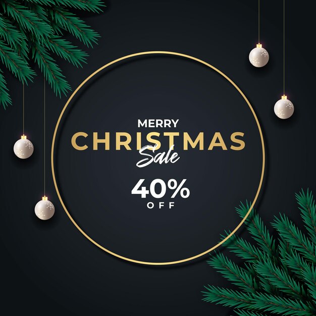 Postagem de Natal nas redes sociais com estilo e bola pretos