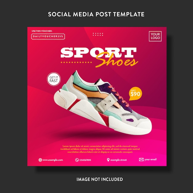 Vetor postagem de promoção de produto de sapatos em mídia social ou modelo de folheto