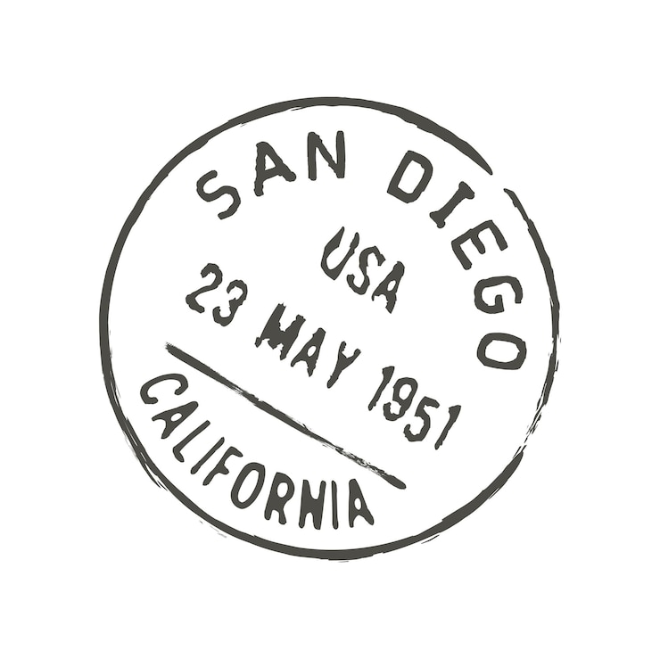 Vetor postagem de san diego e selo postal dos estados unidos