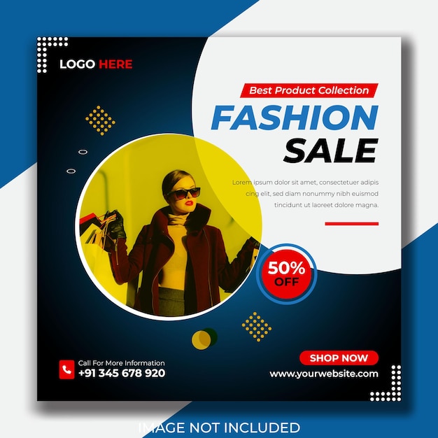 Postagem de venda de moda no Instagram e banner de mídia social