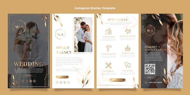 Postagem do instagram do casamento desenhada à mão em aquarela
