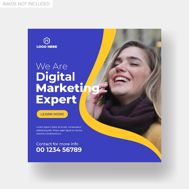 Vetor postagem em mídia social de agência de marketing digital ou modelo de banner quadrado