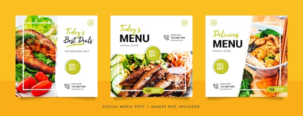 Postagem em mídia social de alimentos e modelo de design de banner de promoção