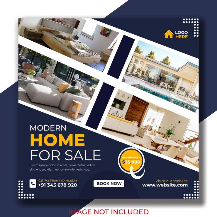 Postagem em mídia social de imobiliárias ou banner quadrado