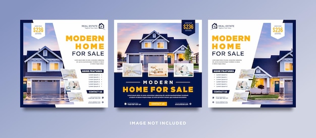 Postagem em mídia social de imobiliárias ou modelo de banner quadrado