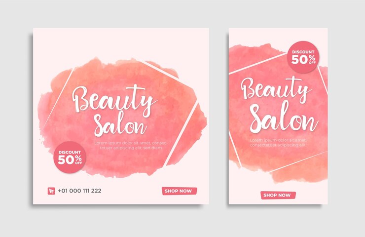 Vetor postagem em mídia social para salão de beleza design de modelo de banner quadrado