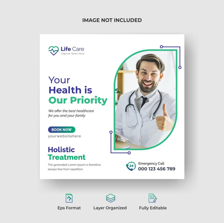 Postagem instagram médica e de saúde ou modelo de banner da web de mídia social Premium Vector