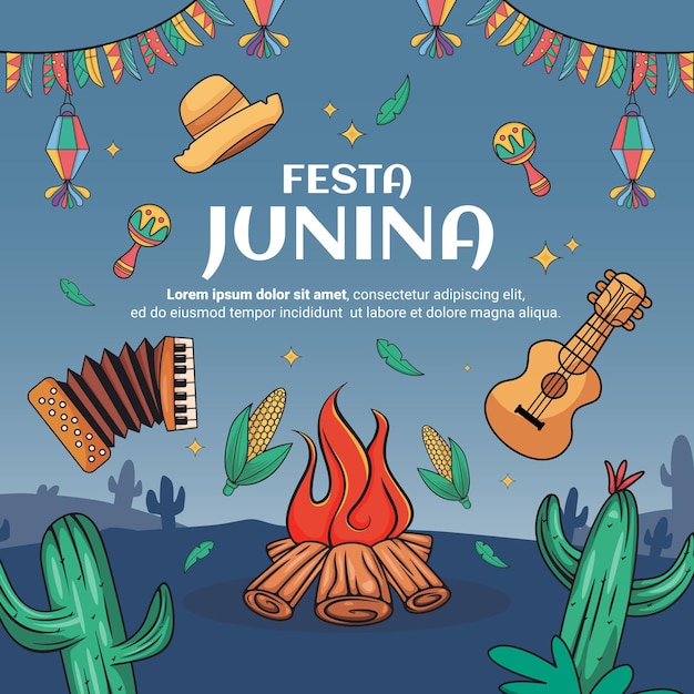 Vetor postagem no instagram com tema festa junina