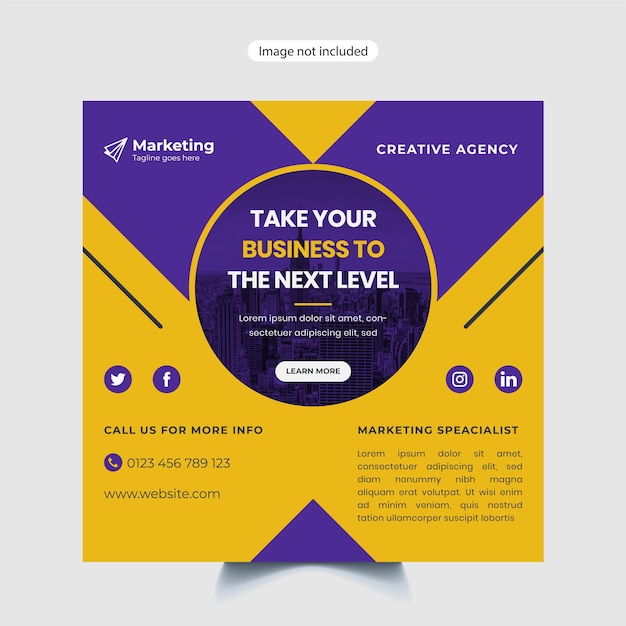 Postagem no Instagram da agência de marketing digital e modelo de banner de mídia social