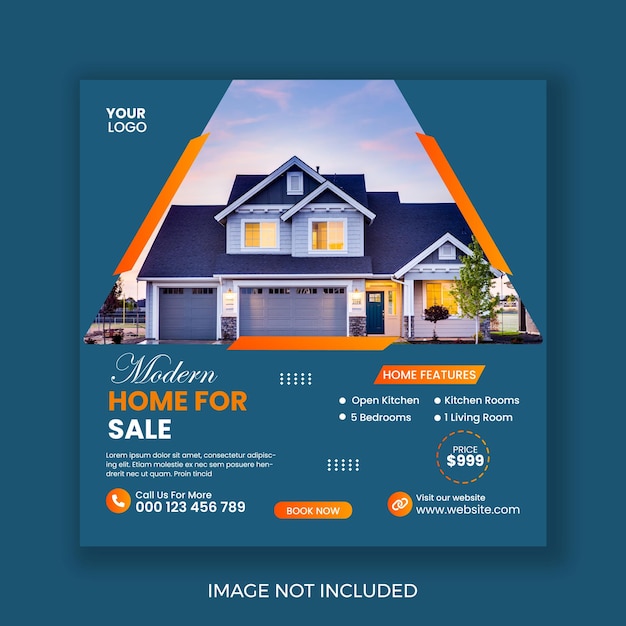 Postagem no Instagram de imóveis imobiliários ou modelo de banner de mídia social