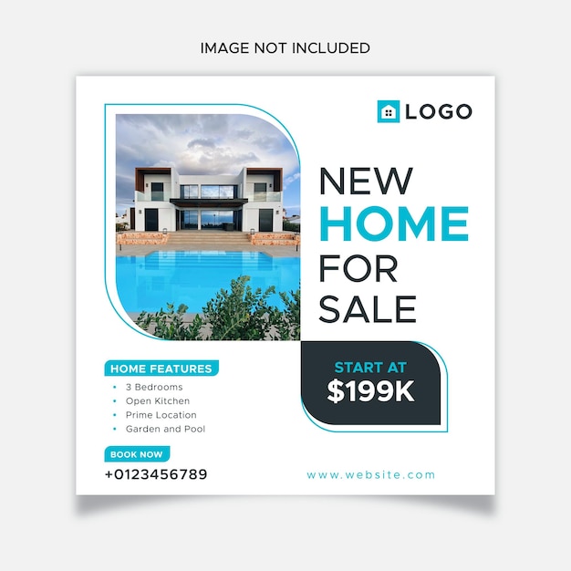 Postagem no Instagram de imóveis imobiliários ou modelo de banner de mídia social