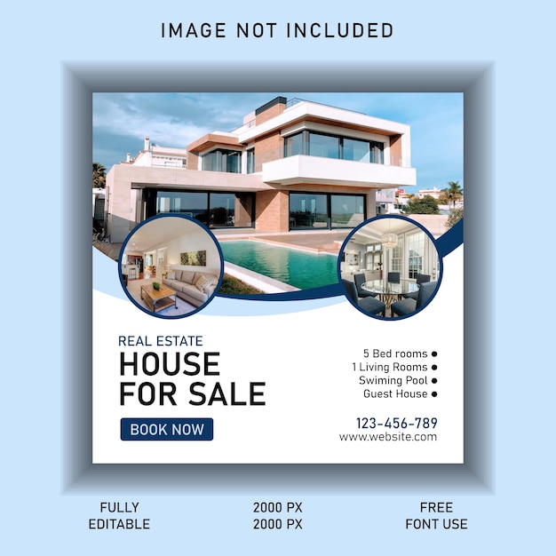 Postagem no Instagram de imóveis imobiliários ou modelo promocional de banner web quadrado