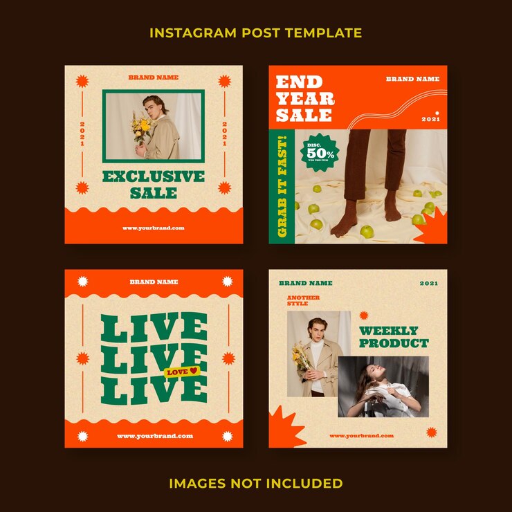 Postagem no Instagram de venda de moda retrô plana