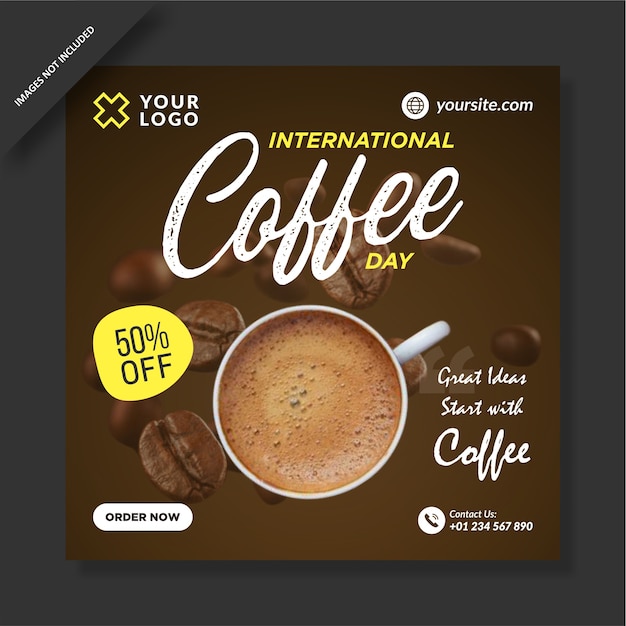 Vetor postagem no instagram do dia internacional do café