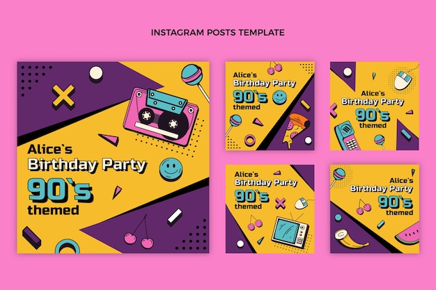 Postagem nostálgica de aniversário dos anos 90 no Instagram