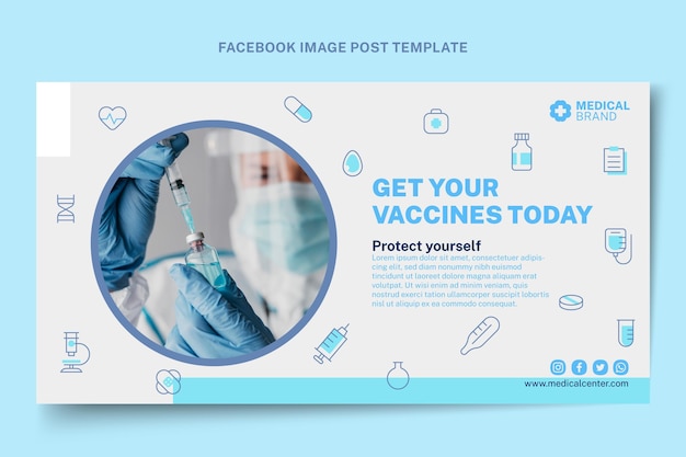 Vetor postagem plana médica no facebook