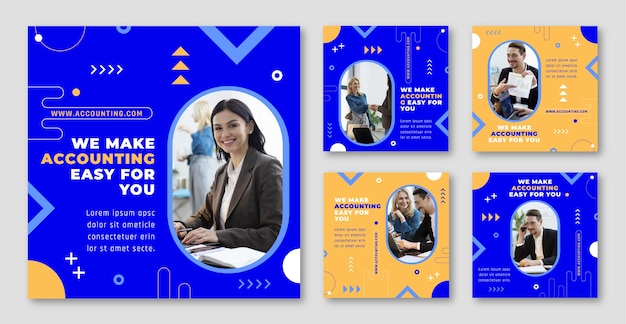 Vetor postagens de contabilidade de design plano no instagram