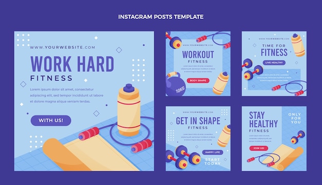 Postagens de instagram de fitness de design plano