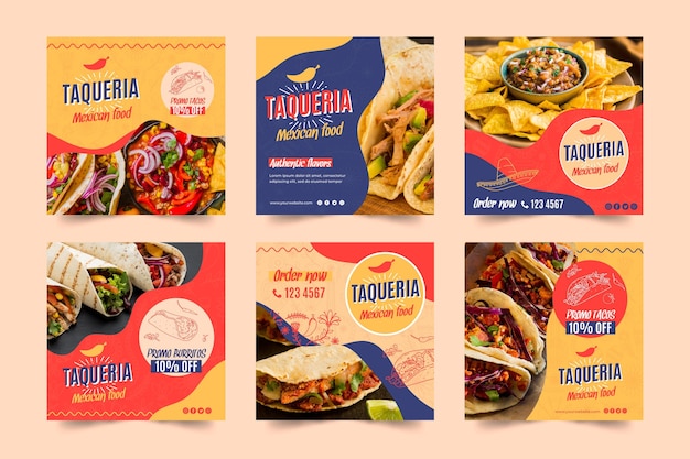 Postagens de instagram de restaurante mexicano